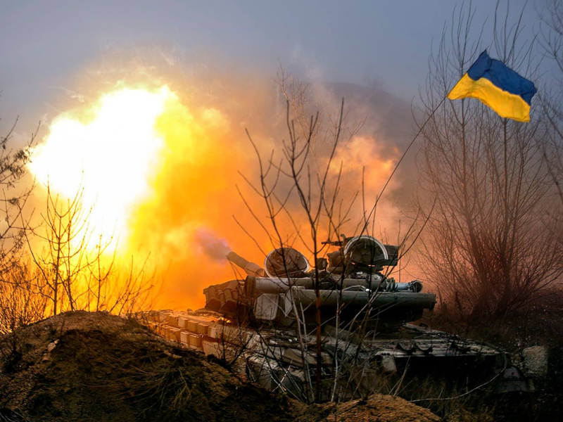 Miletærkøretøj med Ukrainsk flag